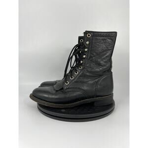 Womens Justin Boots Kiltie Tassle Leather Western Boots Size 5 Black